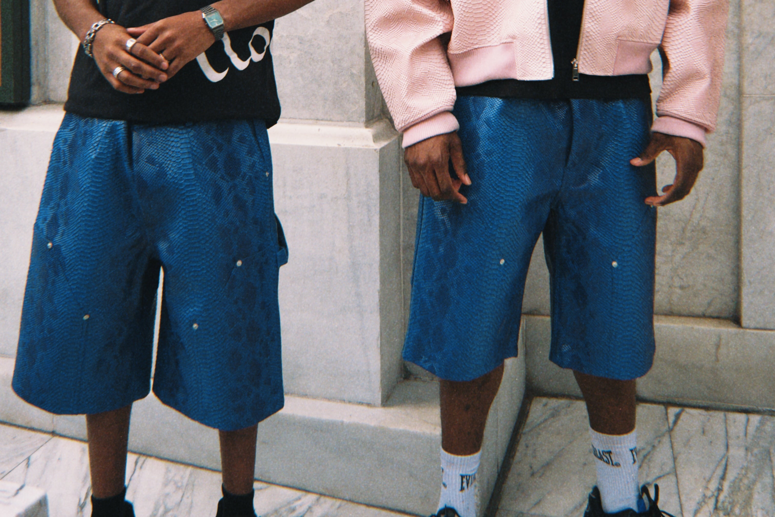 Short similicuir Bleu